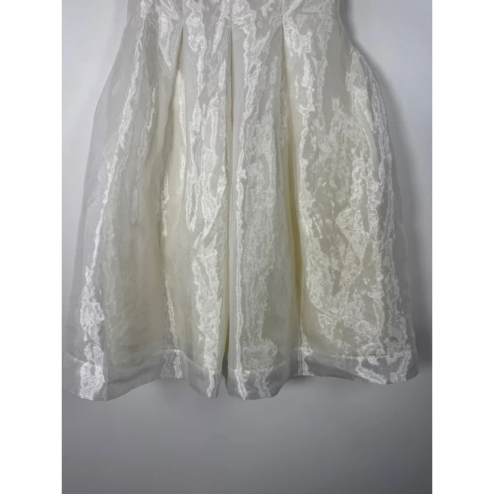 Vintage Jessica McClintock Girl 12 Dress Ivory Organza Embroidered Portrait Sash